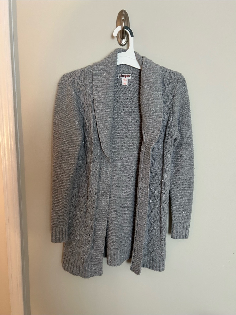 Cat & Jack Gray Cable Knit Shawl Cardigan